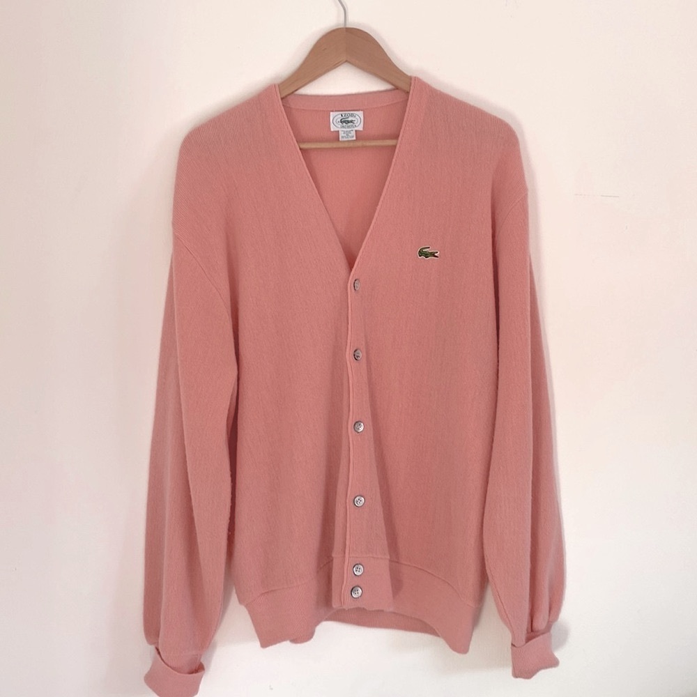Vintage Lacoste Pale Pink Cardigan Sz XL
